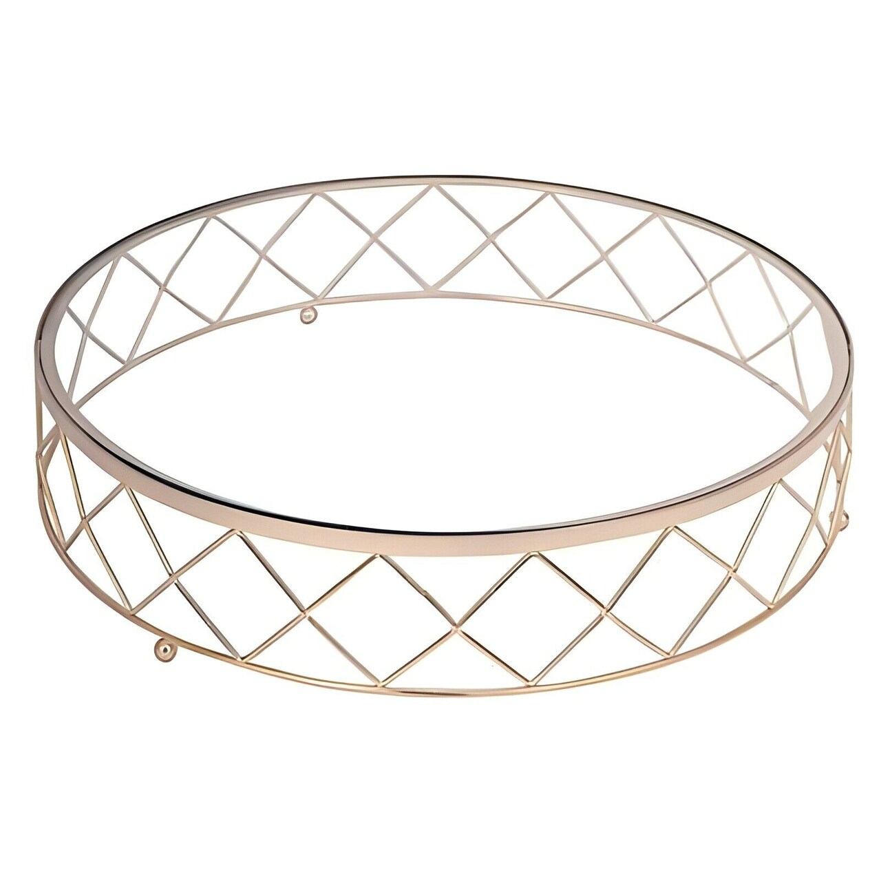 14" Gold Clear Round Metal Glass Geometric Cake Stand Wedding Party Decorations